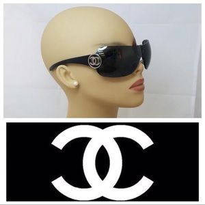SALE‼️ Black Chanel Aviator Shield Sunglasses 4145
